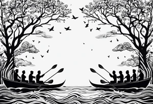 many rower silhouette tattoo idea