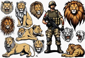 a soldier with a lion tattoo idea