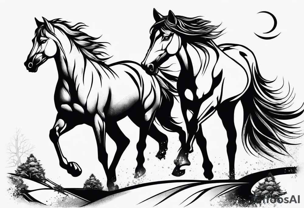 Horse and wolf tattoo idea