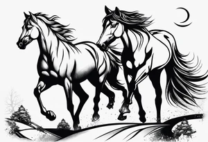 Horse and wolf tattoo idea