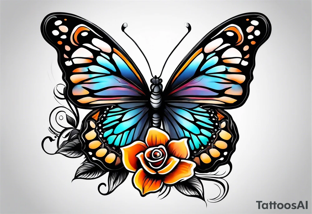 Butterfly on a flower tattoo idea