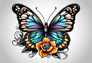 Butterfly on a flower tattoo idea