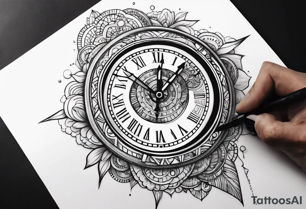 time element in sunset for man simple design tattoo idea