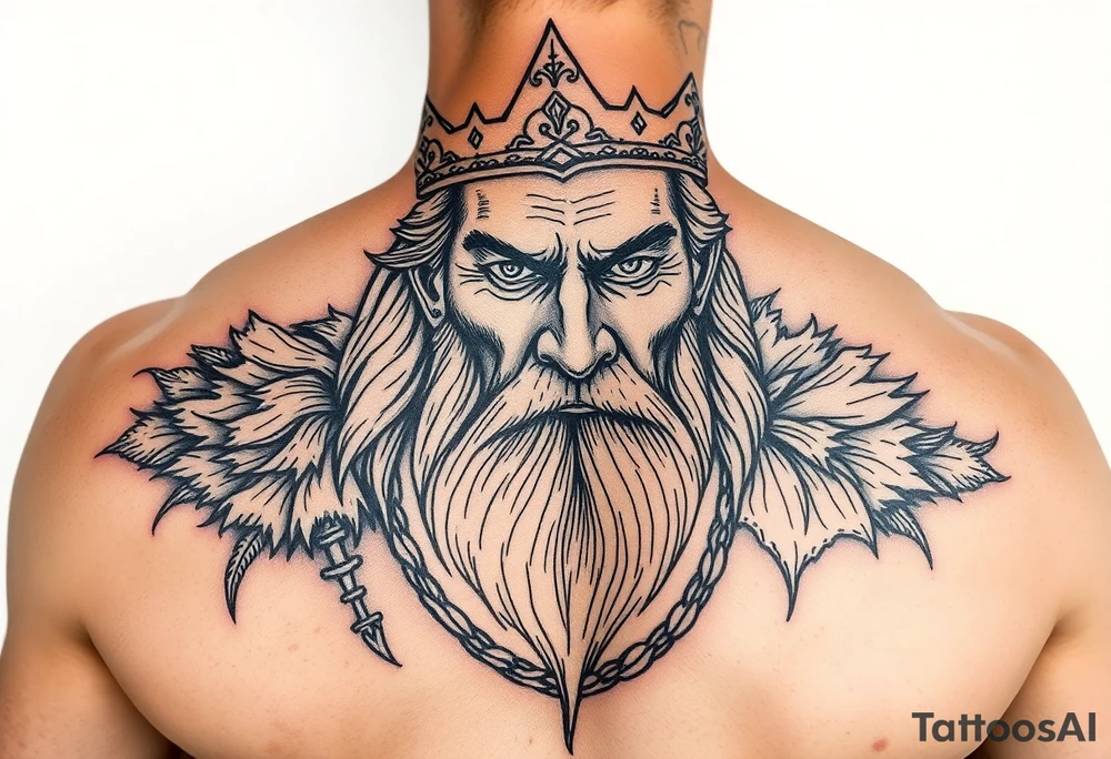 A powerful king showing his age from the long journey. Strong, courageous and compassionate. tattoo idea