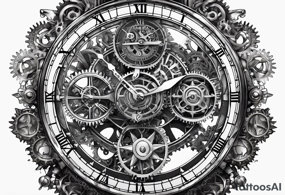 Steampunk clock with gears. tattoo idea