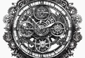 Steampunk clock with gears. tattoo idea