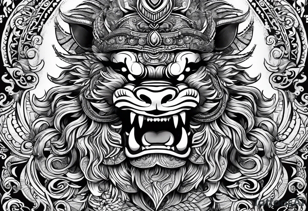 majestic barong indonesia tattoo idea