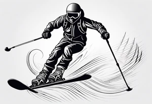 Line drawing skier tattoo idea