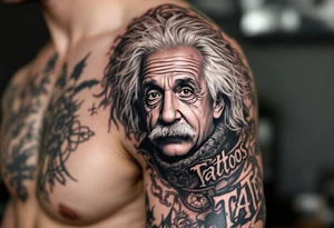 Albert einstein with tattoos all over his body tattoo idea