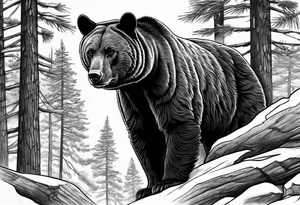 Pine forest black bear snd puma tattoo idea