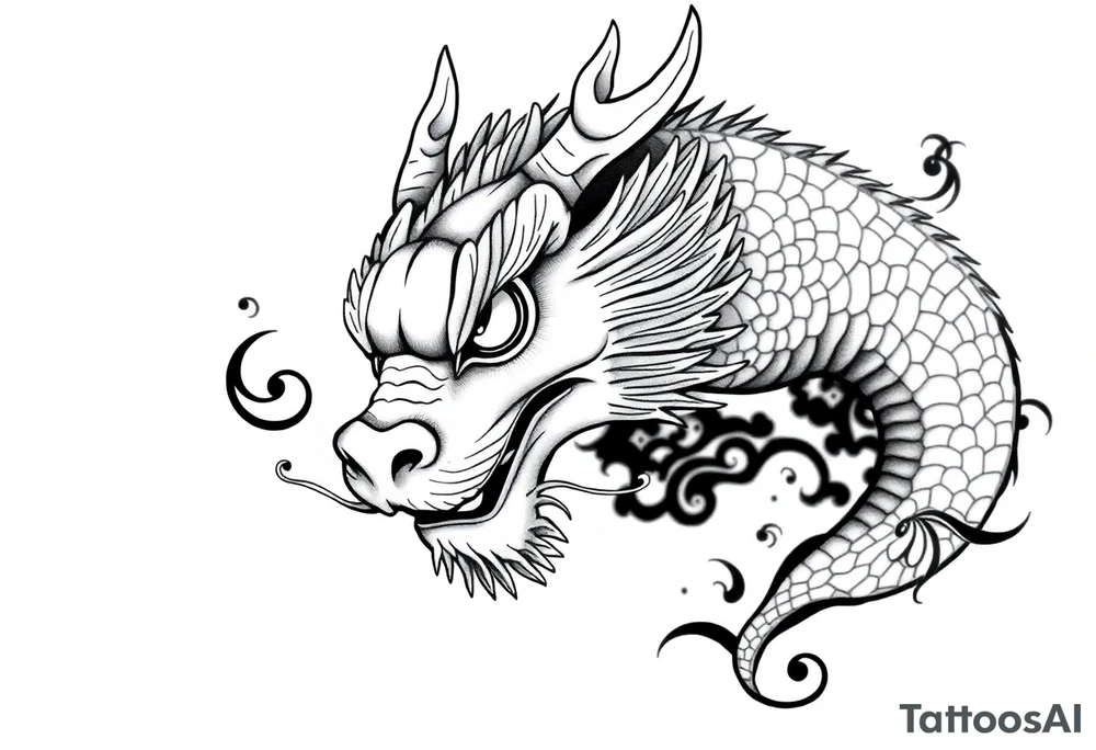 Beautiful asian dragon with a soft face tattoo idea