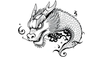 Beautiful asian dragon with a soft face tattoo idea