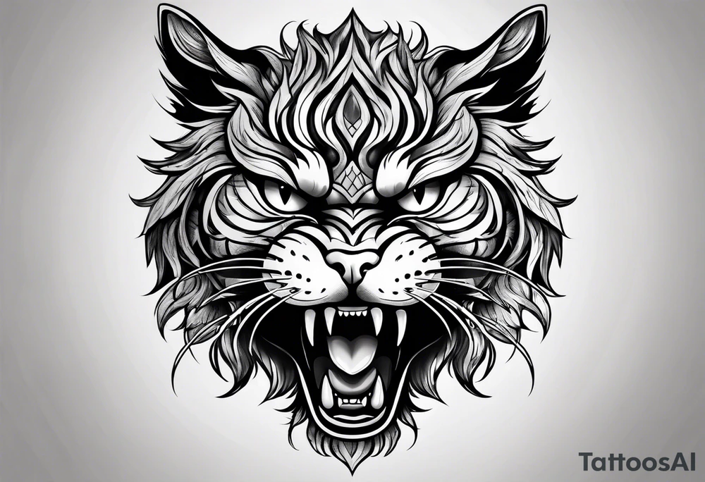 angry cat tattoo idea