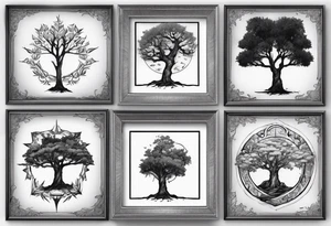 POV under a tree square framed tattoo idea