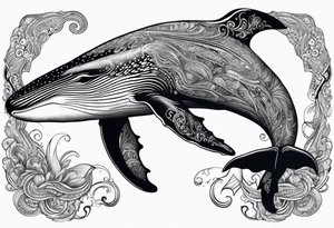 Backwards Breaching North Pacific humpback whale paisley tattoo idea