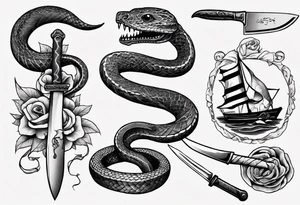 A snake wrapping a knife tattoo idea