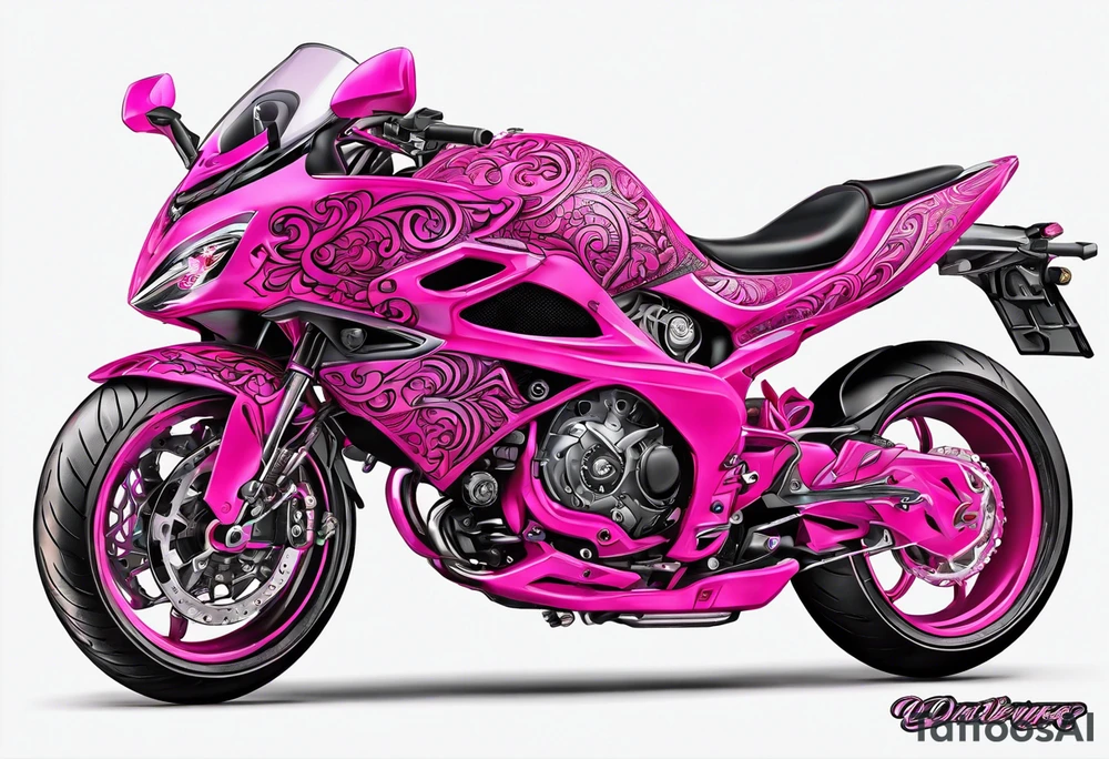 hot pink, neon pink filigree tattoo idea