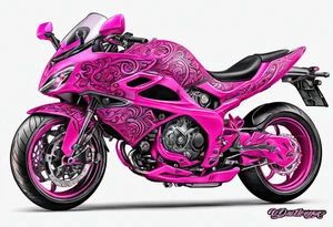hot pink, neon pink filigree tattoo idea