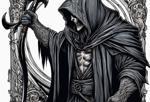 A werewolf that is the grim reaper holding a scythe tattoo idea