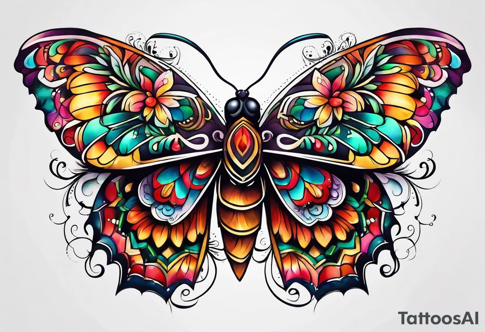 Modern Mexican Moth tattoo idea