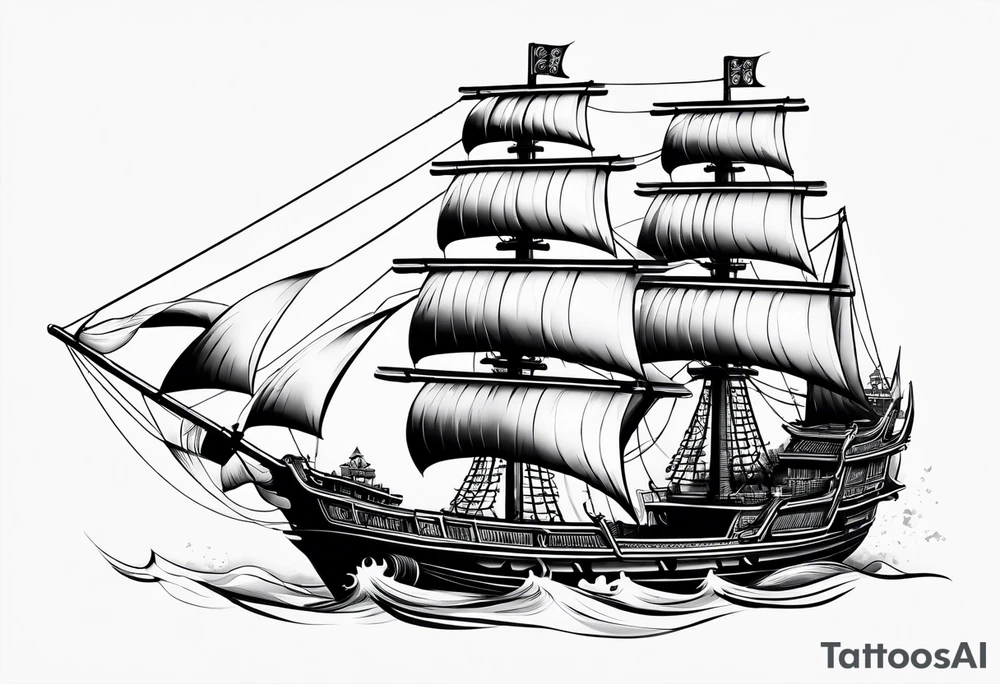 Chinese junk with three sails tattoo idea