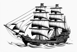 Chinese junk with three sails tattoo idea