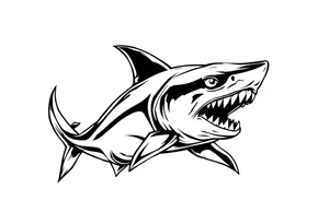 Masculine strong shark flowing tattoo idea