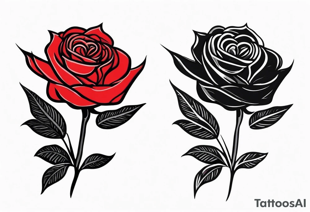 single red rose, black background tattoo idea