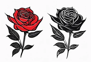 single red rose, black background tattoo idea