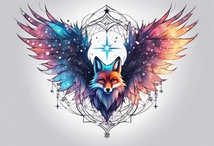 Constellation, wing , snow , cross , fox tattoo idea