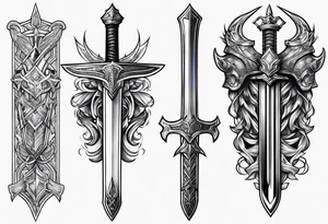 Armor arms full with sword tattoo idea