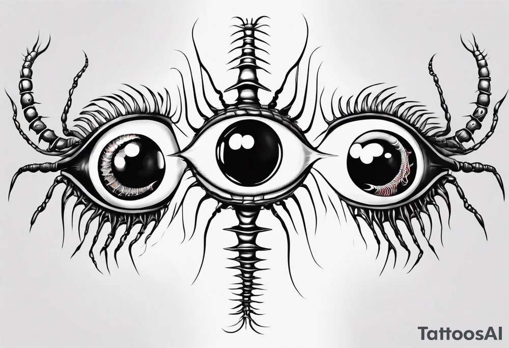 eyeball centipede tattoo idea