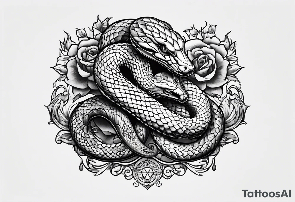 Two snakes wrestling tattoo idea