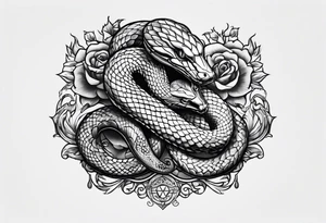 Two snakes wrestling tattoo idea
