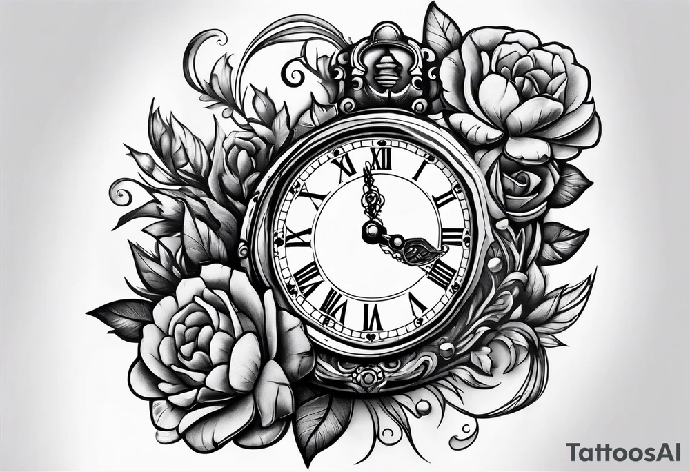 A clock made out of a quarter coin tattoo idea