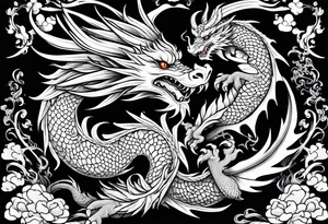 dragon with black background tattoo idea