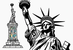 Single line crown of Statue of Liberty tattoo idea