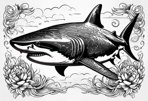 tiger shark with cool texture pattern top view tattoo idea