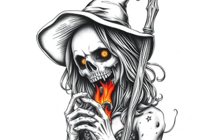 Zombie witch burned at the stake tattoo idea