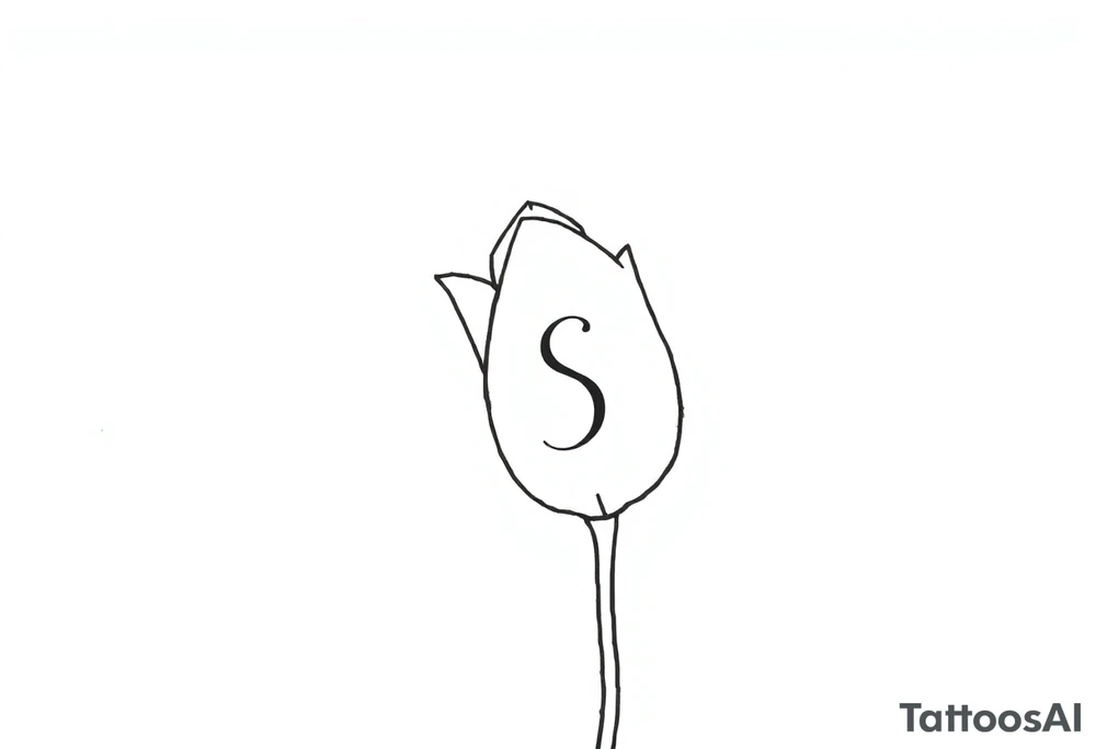 Tulip, tulip line style tattoo, hidden S letter in Tattoo tattoo idea