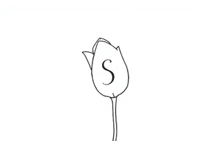 Tulip, tulip line style tattoo, hidden S letter in Tattoo tattoo idea