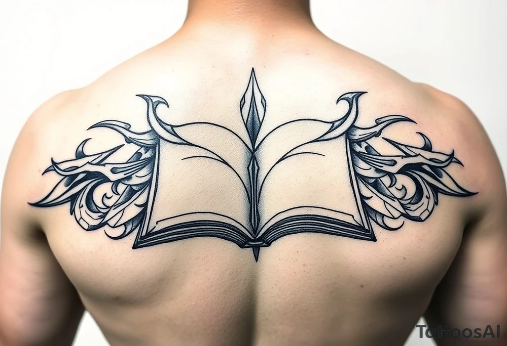 tribal open book tattoo idea