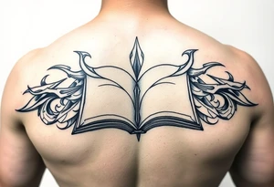 tribal open book tattoo idea