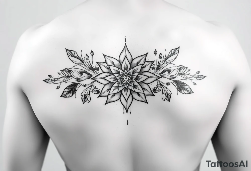 Hand or arm floral, lotus, Mandala, lines tattoo idea