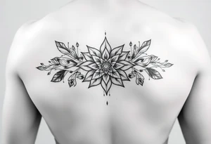 Hand or arm floral, lotus, Mandala, lines tattoo idea