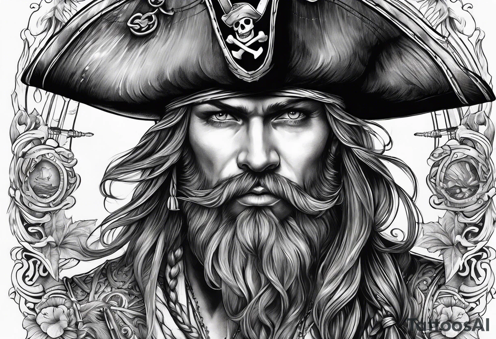 nautical pirate background tattoo idea