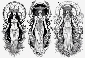 The High Priestesses. Hecate, Artemis and Selene morphing into one body. tattoo idea