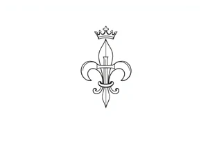 a flor de lis with a crown and a cross inside the flor de lis tattoo idea