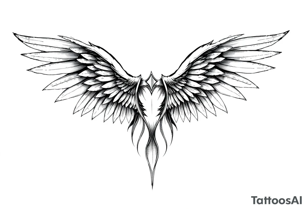 Realistic angelwings long tattoo idea
