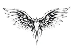 Realistic angelwings long tattoo idea